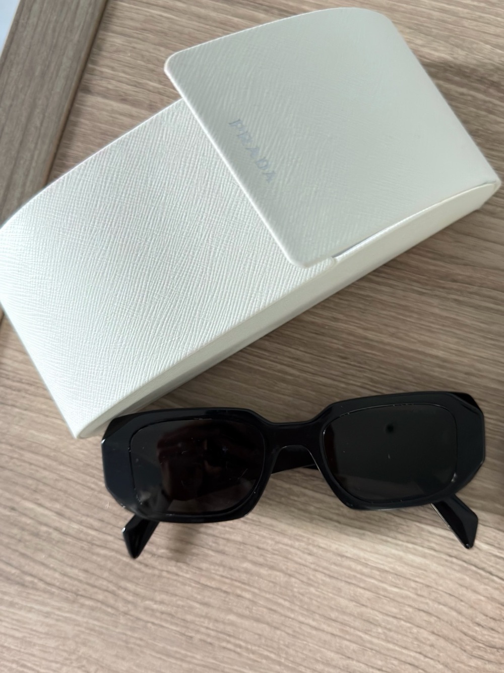 Prada Black Runway 49mm Rectangular Sunglasses AUTHENTIC - Picture 6 of 6